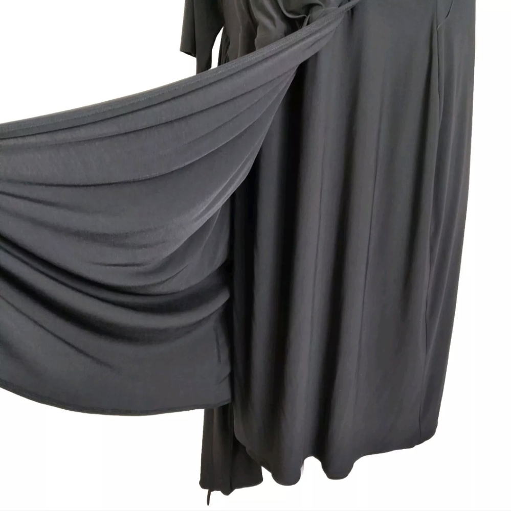 IGIGI Solid Black Stretchy Faux Wrap Dress Formal Cocktail Plus Size 18/20 - Picture 10 of 14